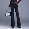 QYM 9850-Y印花拼结高腰微喇裤垂感休闲裤西装喇叭裤 商品缩略图0