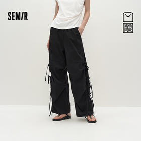 商场同款|森马休闲裤女秋蝴蝶结宽松肌理长裤2025新款甜酷阔腿裤