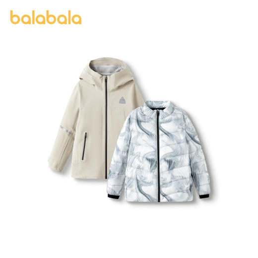 【lab系列】巴拉巴拉童装儿童鹅绒羽绒服男童冲锋衣防护两件套暖 商品图4