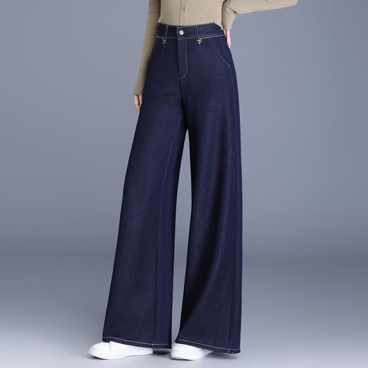 QYM 9846-Y阔腿裤高腰牛仔裤宽松直筒休闲裤气质 商品图1