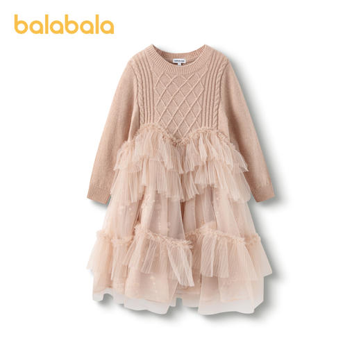 【premium】巴拉巴拉高端线冬羊毛针织拼接网纱连衣裙梦幻甜美女 商品图4