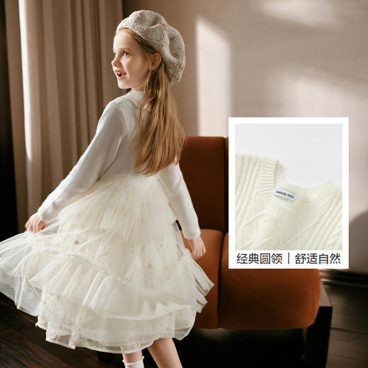 【premium】巴拉巴拉高端线冬羊毛针织拼接网纱连衣裙梦幻甜美女 商品图3