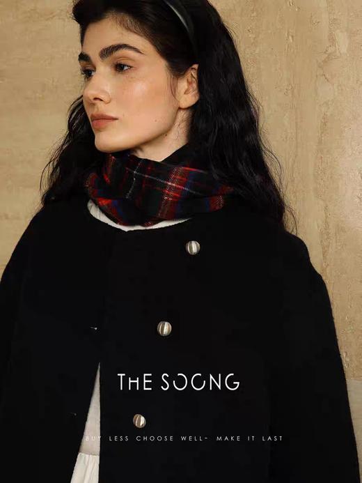 THESOONG"优雅腔调"*100%绵羊毛双面呢挺阔质感无领外套HBWT5303 商品图5