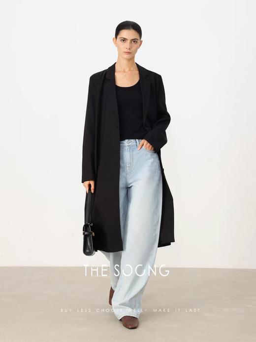 THESOONG"醋酸羊毛*切丝菲尔德直身型黑色西装大衣外套HSDY5179 商品图0