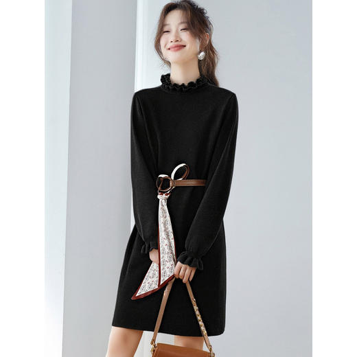 轻熟风半高领内搭针织连衣裙，气质收腰显瘦配大衣内搭打底裙CC-ML-9972 商品图2