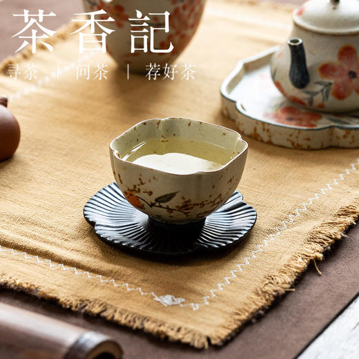 茶香记陶泥手绘柿柿如意窝角四方杯茶杯70ml陶瓷主人杯茶室茶具 商品图4