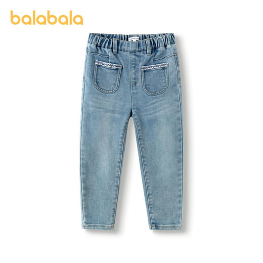 【premium】巴拉巴拉高端线冬季软弹牛仔裤松紧腰温暖磨毛长裤女 商品图0