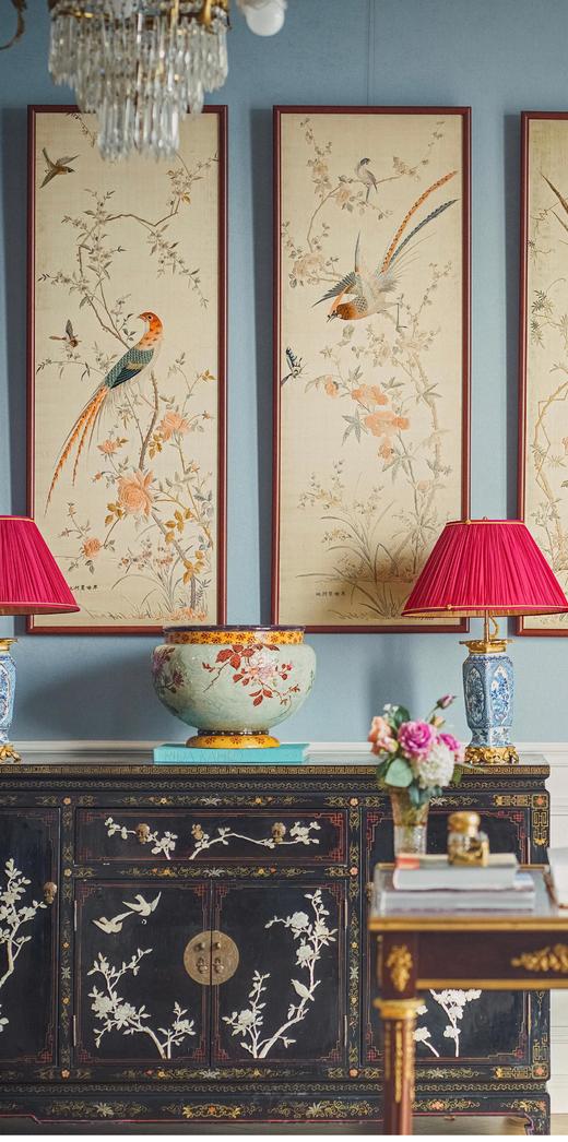 独角鹿西洋古董 20世纪初中国出品「锦上添花」传统东方花鸟主题粤绣挂屏四联幅 商品图2