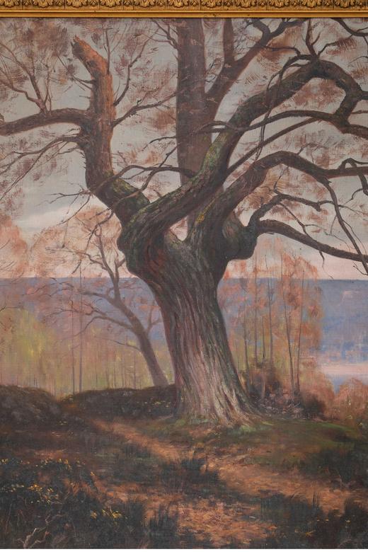 独角鹿西洋古董 19世纪末法国艺术家CH CORBET签名创作自然风光主题布面油画作品一对 商品图6