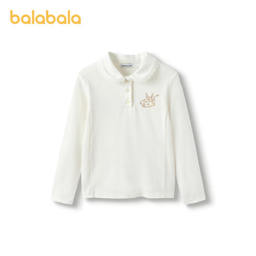 【premium】巴拉巴拉高端线冬季长袖t恤女童娃娃领精致百搭打底衫 商品图0