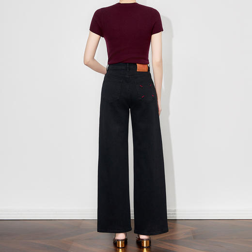 「高货wl」全新升级【铂金会员257/天猫339/差价82】(43605)洛诗琳极简随性字母刺绣牛仔裤2025秋季气质高腰直筒裤女 商品图1