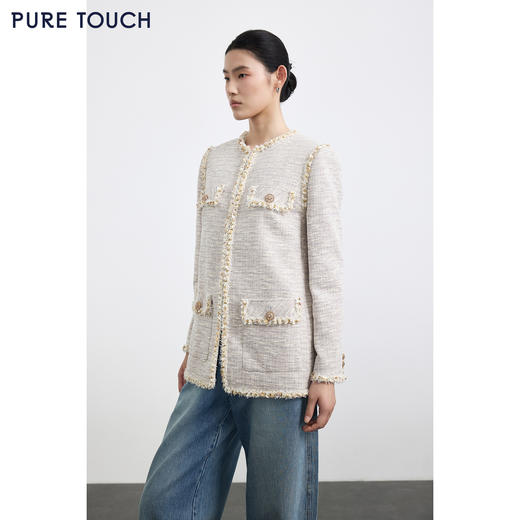 PURE TOUCH女装25秋冬新款粗花呢外套百搭法式小香风直筒短外套 商品图3