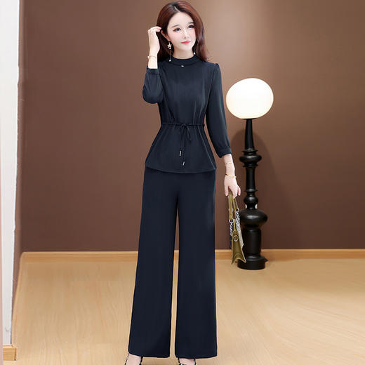 QYMYJ25YS12气质时尚套装女秋季新款2025年韩版系带收腰洋气女士潮流两件套 商品图3