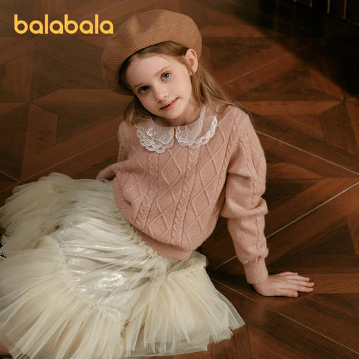 【premium】巴拉巴拉高端线冬季羊毛衫小翻领甜美提花精致毛衣女 商品图2