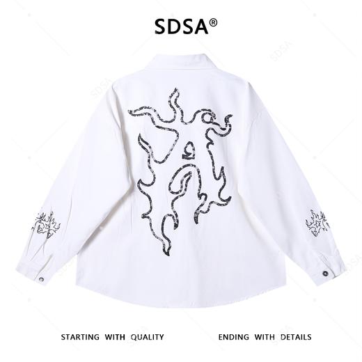 J9821SDSA男士秋冬新款痞帅男装潮牌火焰印花长袖衬衫百搭高街痞帅衬衣 商品图5