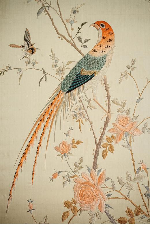 独角鹿西洋古董 20世纪初中国出品「锦上添花」传统东方花鸟主题粤绣挂屏四联幅 商品图4