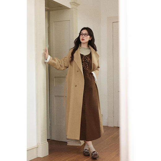 鹿向南「抹茶可可」法式咖色背心连衣裙女秋新款修身显瘦长款裙子 商品图4