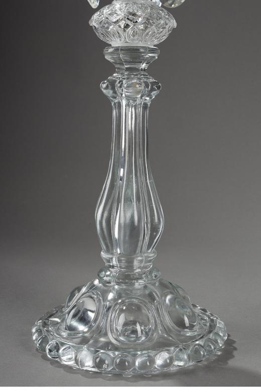 独角鹿西洋古董 20世纪法国出品流苏造型五枝头水晶精雕烛台一对 商品图4