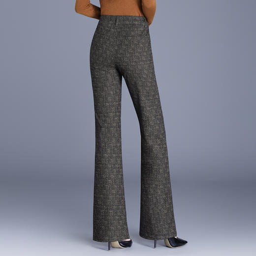 QYM 9851-Y微喇格子西装裤休闲裤气质优雅高腰喇叭裤 商品图2