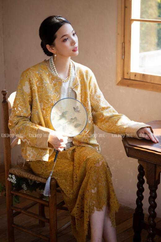 【门店同款】ENJOY秋季云敛-东方画笔鎏金钩花国风上衣 165843954 商品图4