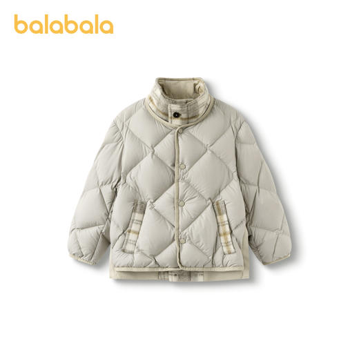【premium】巴拉巴拉高端线冬季白鹅绒服温暖羽绒服毛呢拼接外套 商品图4