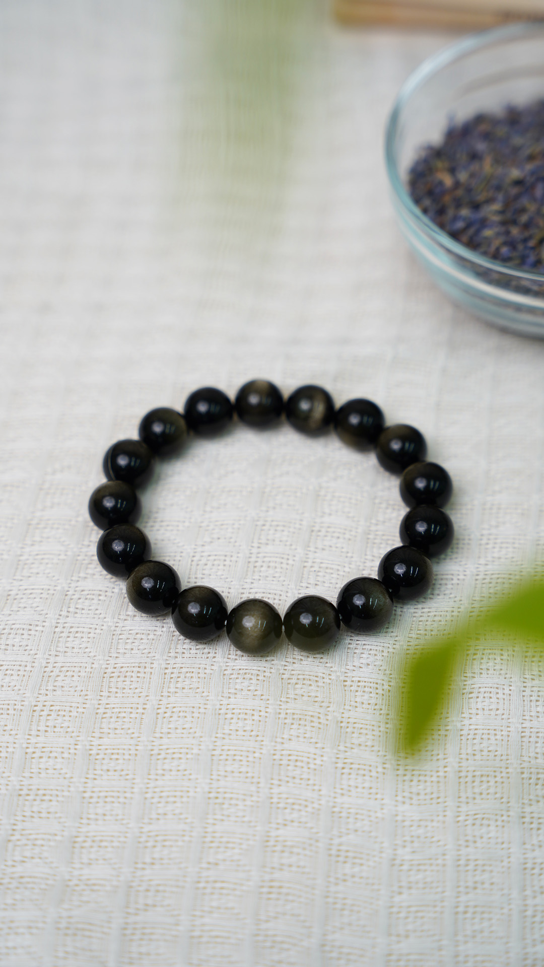 素园 黑曜石水晶手串 高品质