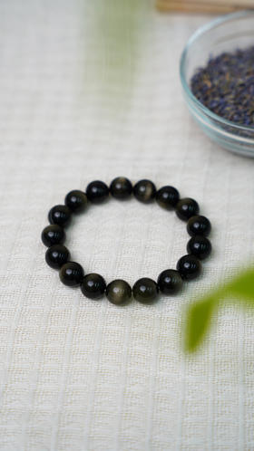 素园 黑曜石水晶手串 高品质