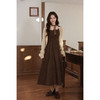 鹿向南「杜塞画廊」棕色无袖吊带连衣裙女秋新款显瘦气质A字长裙 商品缩略图4
