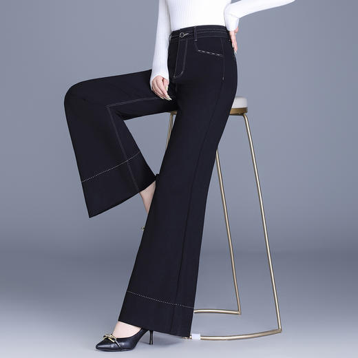 QYM 9848-Y高腰筒喇叭裤阔腿裤宽松休闲大码裤 商品图2