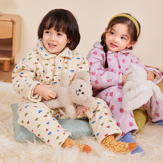 宝宝家居服夹棉秋冬男宝睡衣套装冬装男童衣服冬季女童童装秋装潮 商品图2