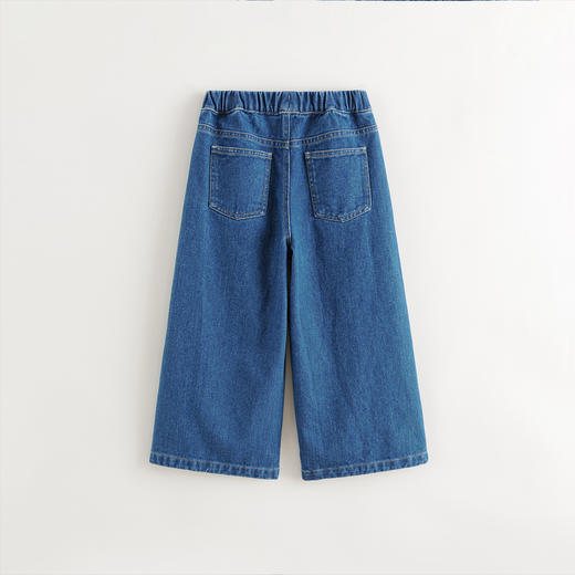 马克珍妮女童拼接全棉牛仔阔腿裤 儿童宽松裤子春秋款童装241166 商品图1