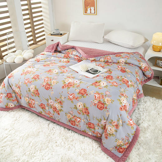 金百荷A类3D豆豆绒盖被印花豆豆被盖毯秋冬被 商品图8