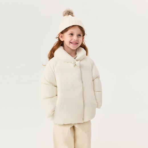 【无氟防泼水】马克珍妮女童立体蝴蝶结花苞羽绒服2025年冬装新款551751 商品图1