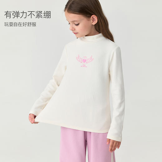 【科技发热】马克珍妮女童绒绒蝴蝶结高领T恤2025秋冬新款551220 商品图2