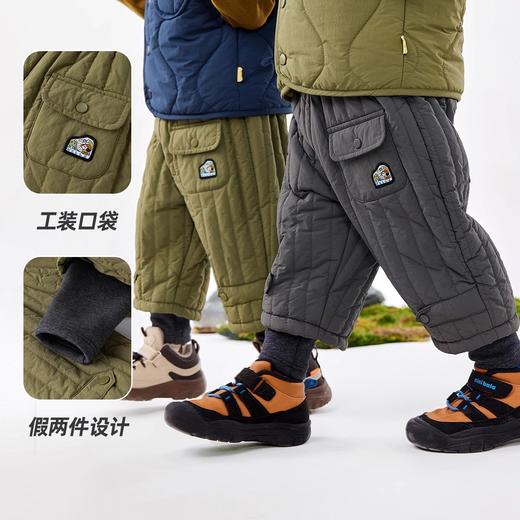 嘟嘟家儿童男童女宝冬季绗缝夹棉假两件棉裤T4DKZ142 商品图1