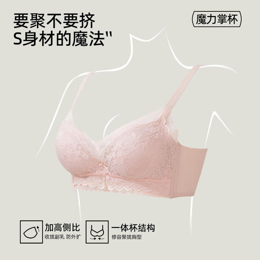 熳洁儿 小胸聚拢文胸法式蕾丝一体杯聚拢显大收副乳25261511 商品图1