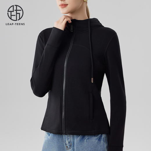 跃牌【砂洗空气层系列】女砂洗全拉链拼接帽衫W11M2 商品图5