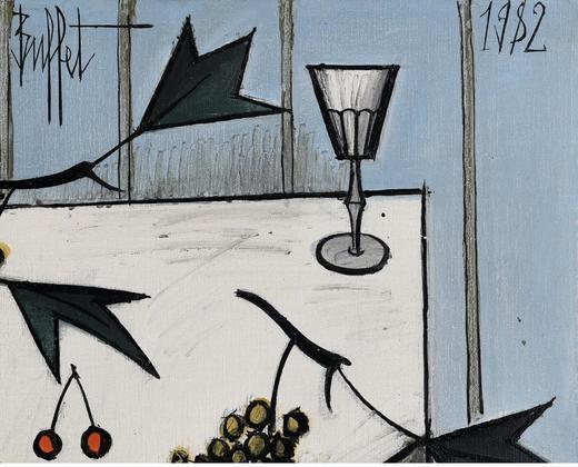 独角鹿西洋古董 1982年代法国著名表现主义画家贝尔纳·布菲签名创作静物主题布面油画作品《梨》 商品图4