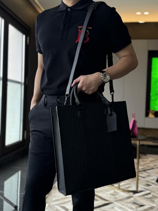 驴家黑武士牛皮压花公文包 商品图2