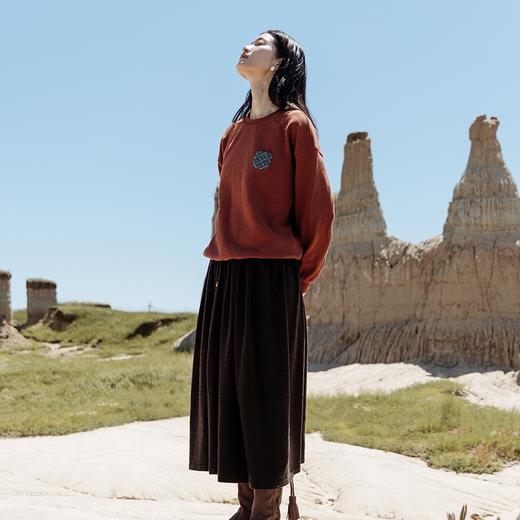 绽放563朵/长绒棉毛圈布花布贴口袋设计感百搭长袖套头卫衣女上衣 商品图2