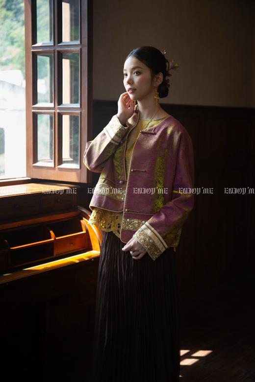 【门店同款】ENJOY秋季云敛-东方画笔印花盘扣镶珠外套 166494143 商品图0