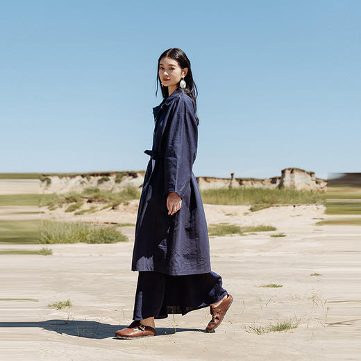 绽放550朵/经典复古宽松翻领连袖松弛感单排扣长款风衣女秋冬新款 商品图2