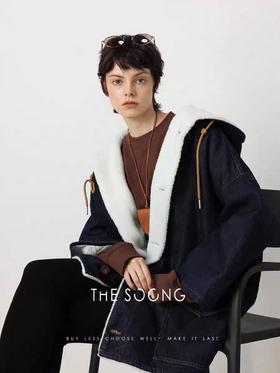 THESOONG"时髦过冬"100%棉洗水固色柔软保暖毛绒牛仔外套BWT5116