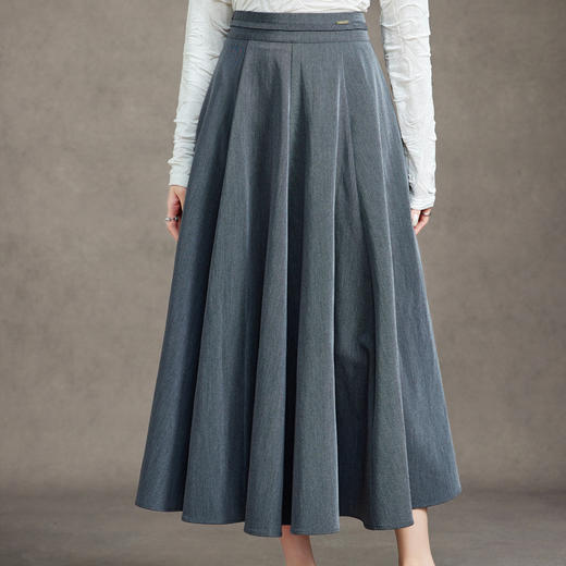 「自」全新升级【铂金会员192/天猫259/差价67】(51714)洛诗琳时尚高腰中长款半身裙2025秋季显瘦百搭A字百褶裙 商品图1