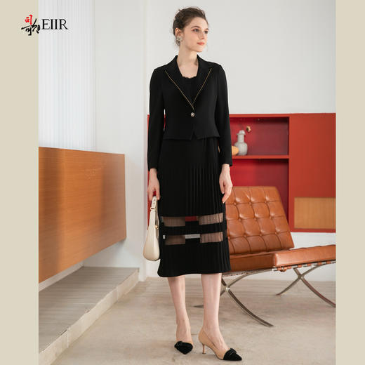 司歌假两件长袖拼针织弹力连衣裙长袖秋冬A901237X 商品图3