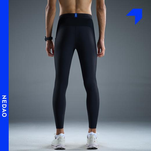 内道条纹收纳紧身长裤男士腰包弹力马拉松跑步运动长裤 商品图4