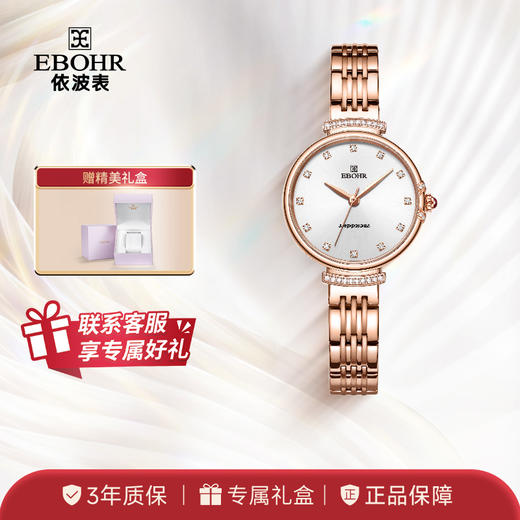 依波表EBOHR手表INS风女士官方正品钢带石英表女表小巧小表盘5657 商品图0