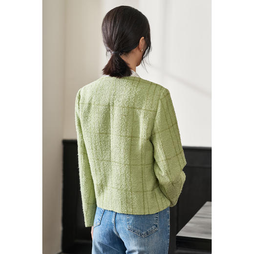 剩S/L 米思阳2026春季新款精致小香风格纹短外套单排扣保暖显白上衣0101 商品图4