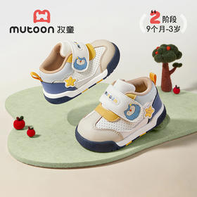 牧童2025秋季宝宝卡通皮面童鞋幼儿新款学步机能鞋防滑软底稳护鞋