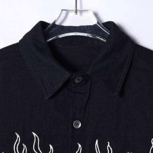 J9821SDSA男士秋冬新款痞帅男装潮牌火焰印花长袖衬衫百搭高街痞帅衬衣 商品图3